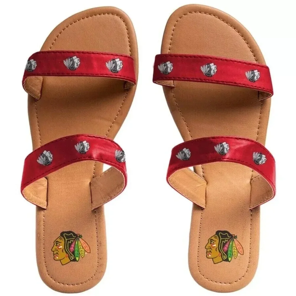 Chicago Blackhawks Women's Double-Strap Sandals BY FOCO SZ Medium (7-8)